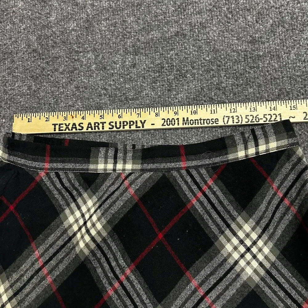 Sag Harbor Skirt Womens Size 12 Black Red White Plaid A-Line Midi Elastic Waist